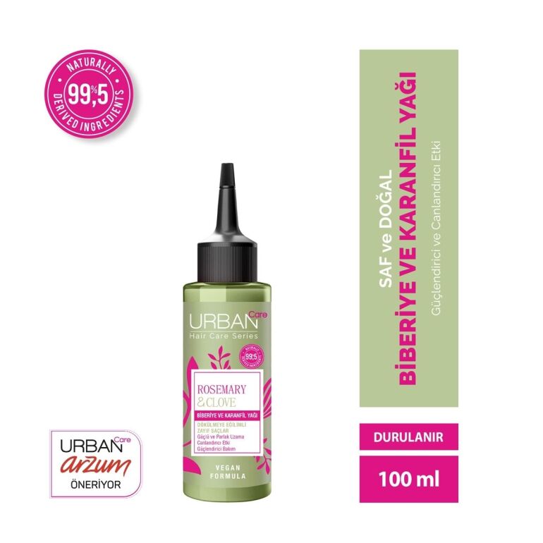 Rosemary & Clove Biberiye ve Karanfil Saç Bakım Yağı % 99.5 Doğal ve Saf 100 ML