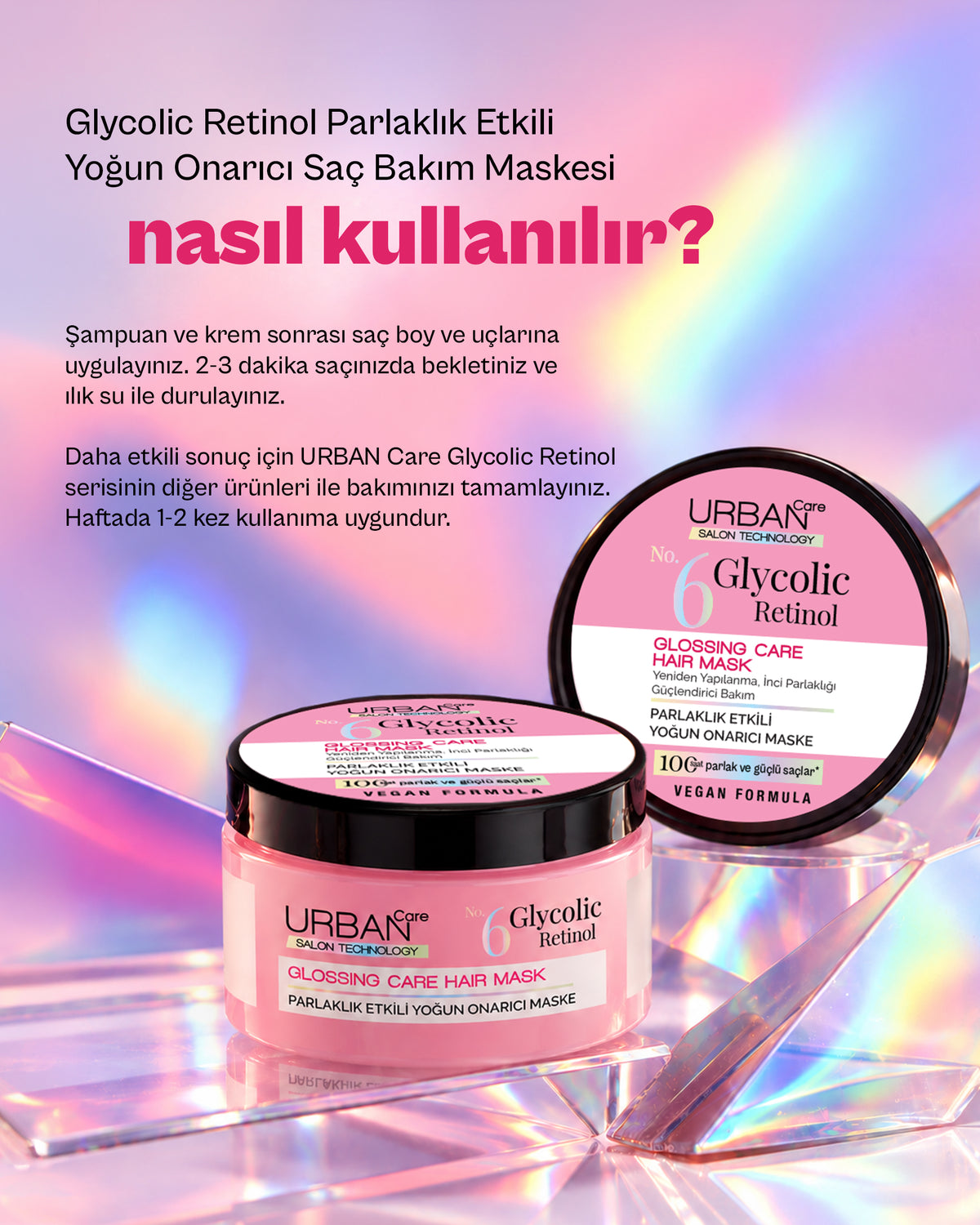 Glikolik Retinol Parlaklık Etkili Yoğun Onarıcı Saç Bakım Maskesi-230ml-vegan