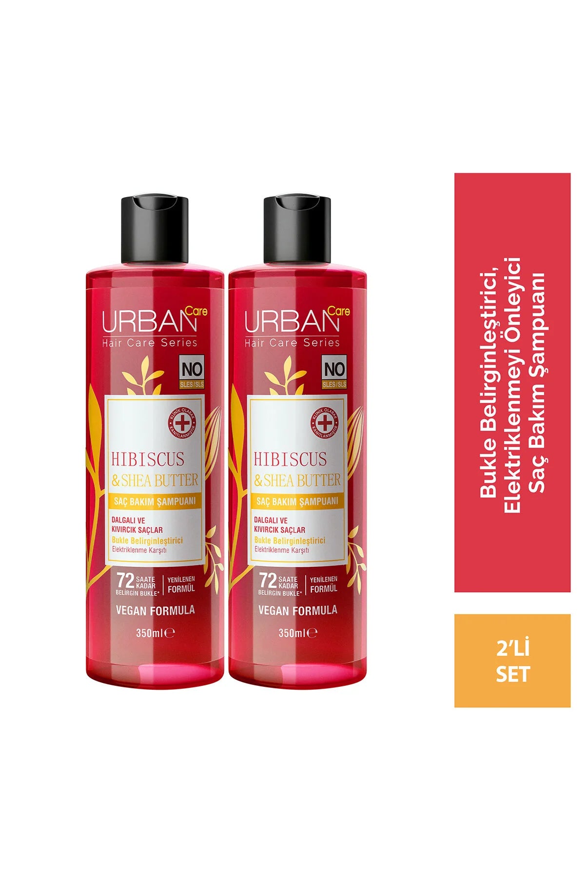 Hibiscus & Shea Butter Kıvırcık ve Dalgalı Saçlara Özel Saç Bakım Şampuan Seti 350ml x2