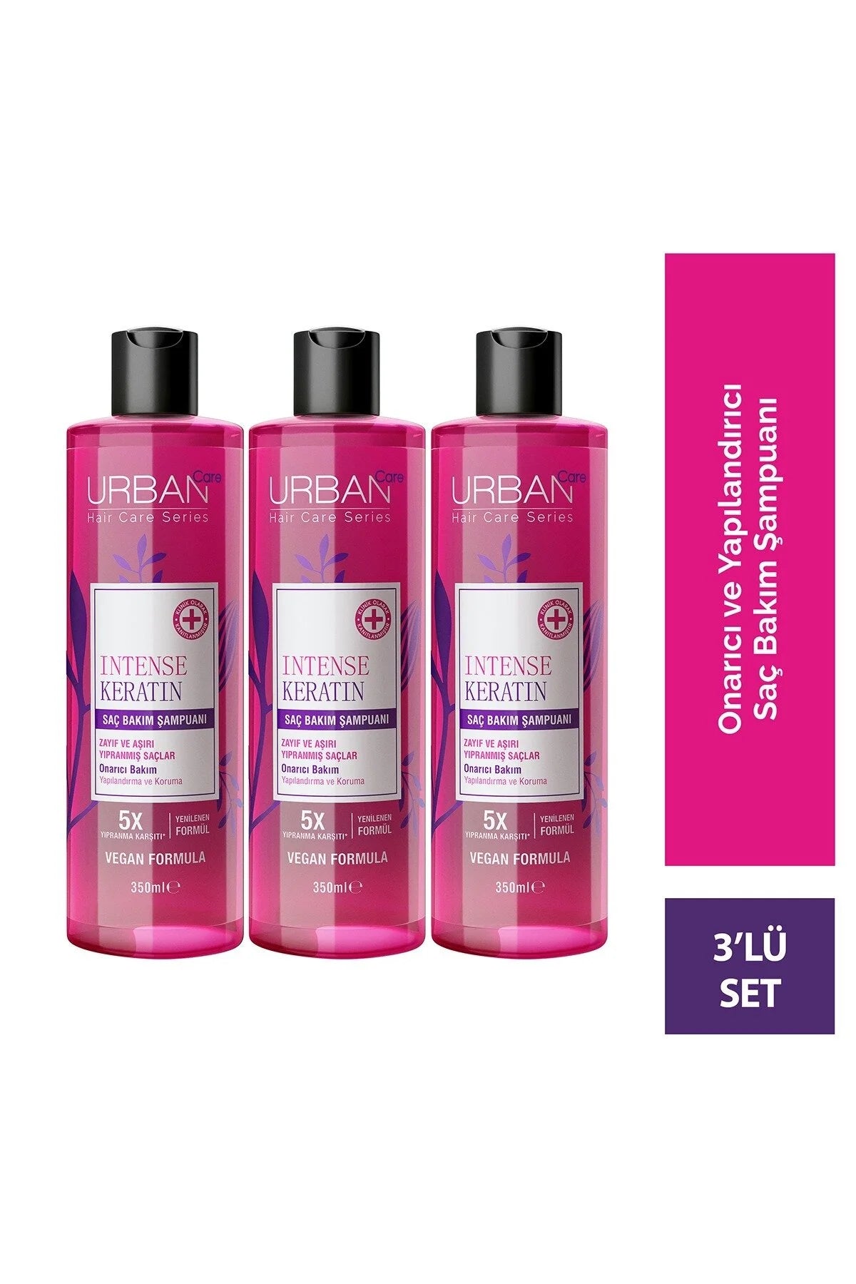 Intense Keratin Yoğun Hasar Onarıcı Saç Bakım Şampuanı Seti -350ml x3