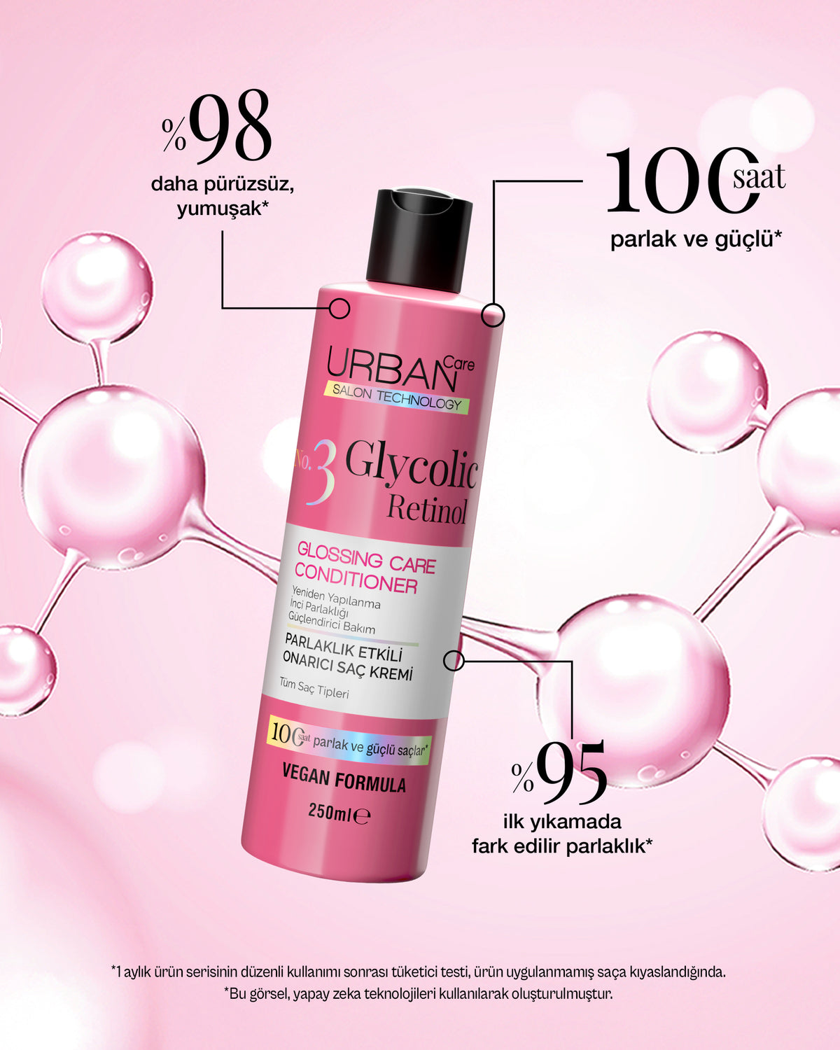 Glycolic Retinol Parlaklık Etkili Onarıcı Saç Bakım Kremi 250ml