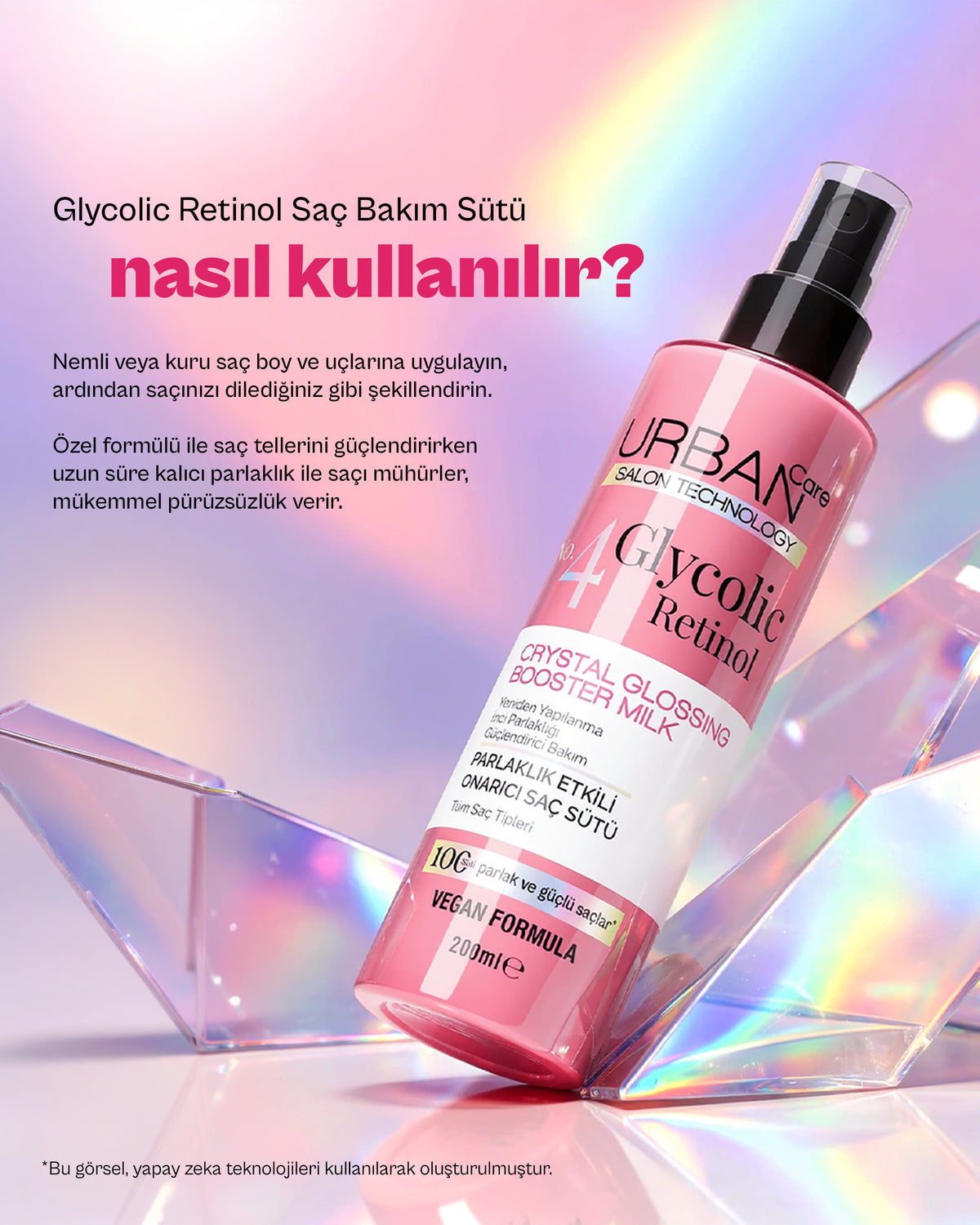 Glycolic Retinol Parlaklık Etkili Onarıcı Saç Bakım Sütü 200ml