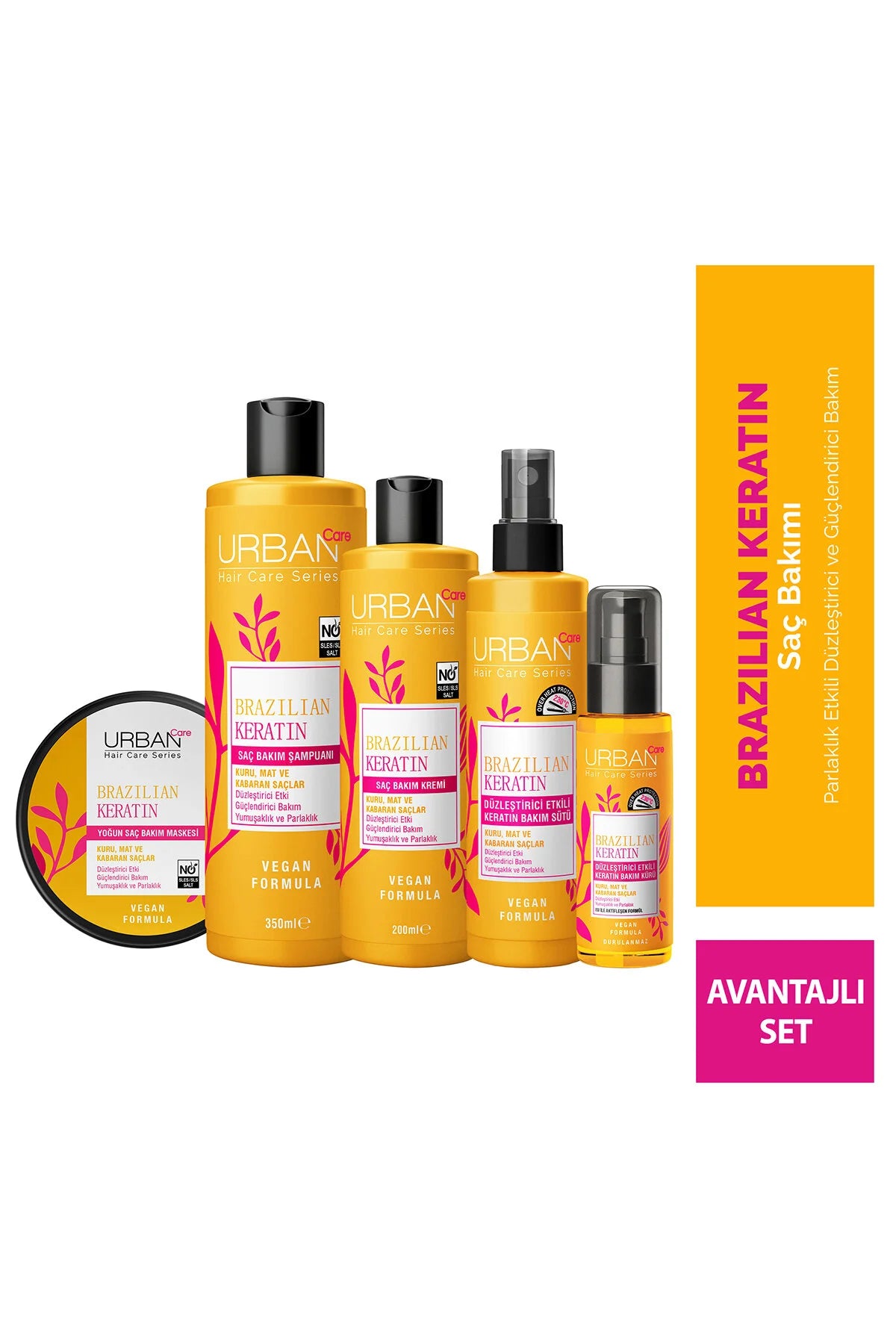 Brazilian Keratin Düzleştirici Etkili 5'li Saç Bakım Seti -vegan