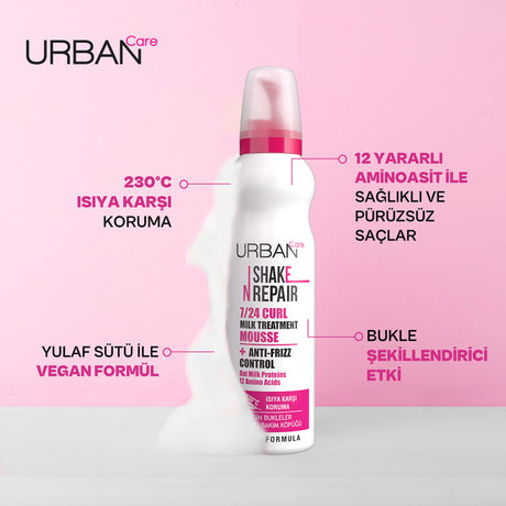 Shake N Repair 7/24 Kabaran ve Bukleli Saçlara Özel Saç Bakım Köpüğü 150 ml-vegan