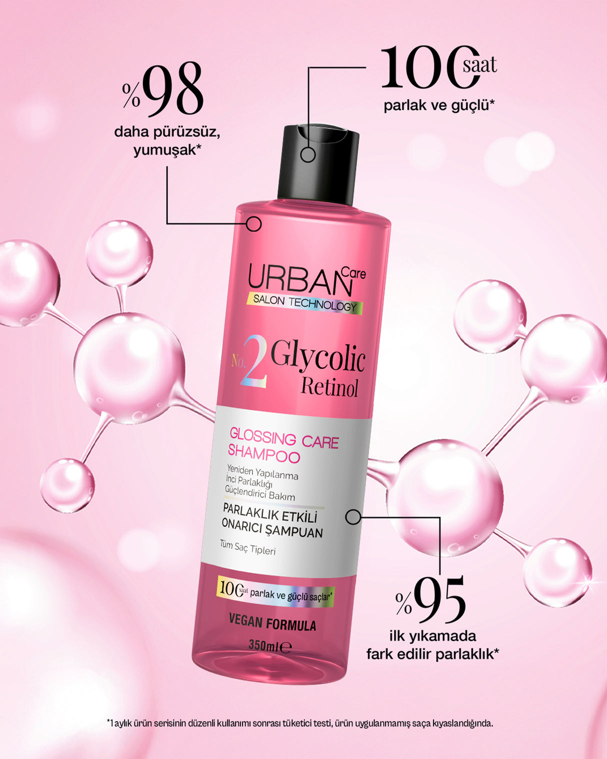 Glycolic Retinol Parlaklık Etkili Onarıcı Saç Bakım Şampuanı-350ml