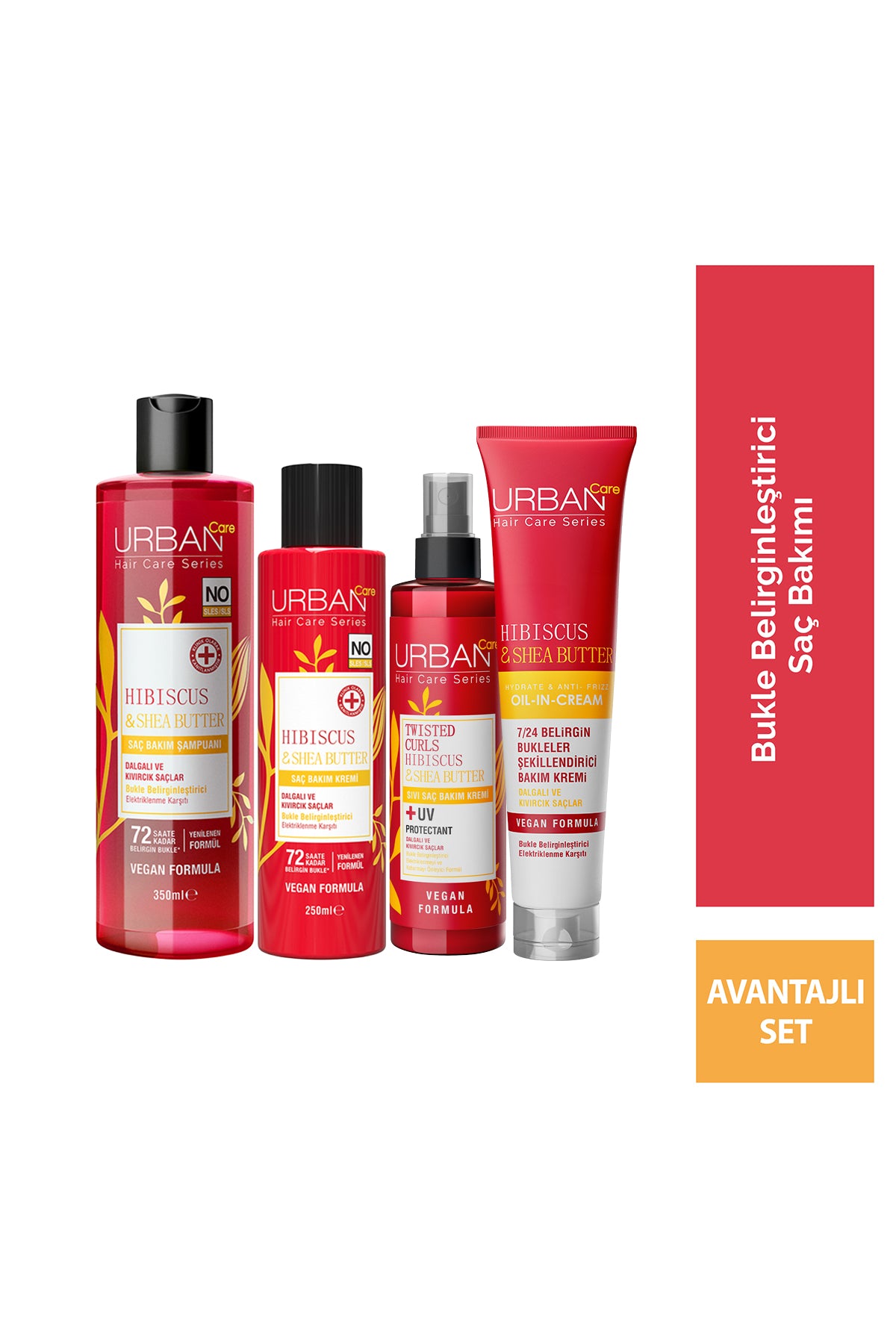 Twisted Curls Hibiscus & Shea Butter Kıvırcık ve Dalgalı Saçlara Özel Bukle Belirginleştirici 4'lü Saç Bakım Seti