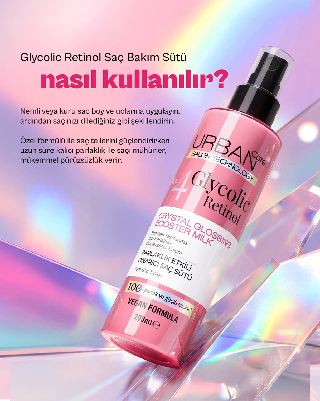 Glycolic Retinol Parlaklık Etkili Onarıcı Saç Bakım Sütü-200ml