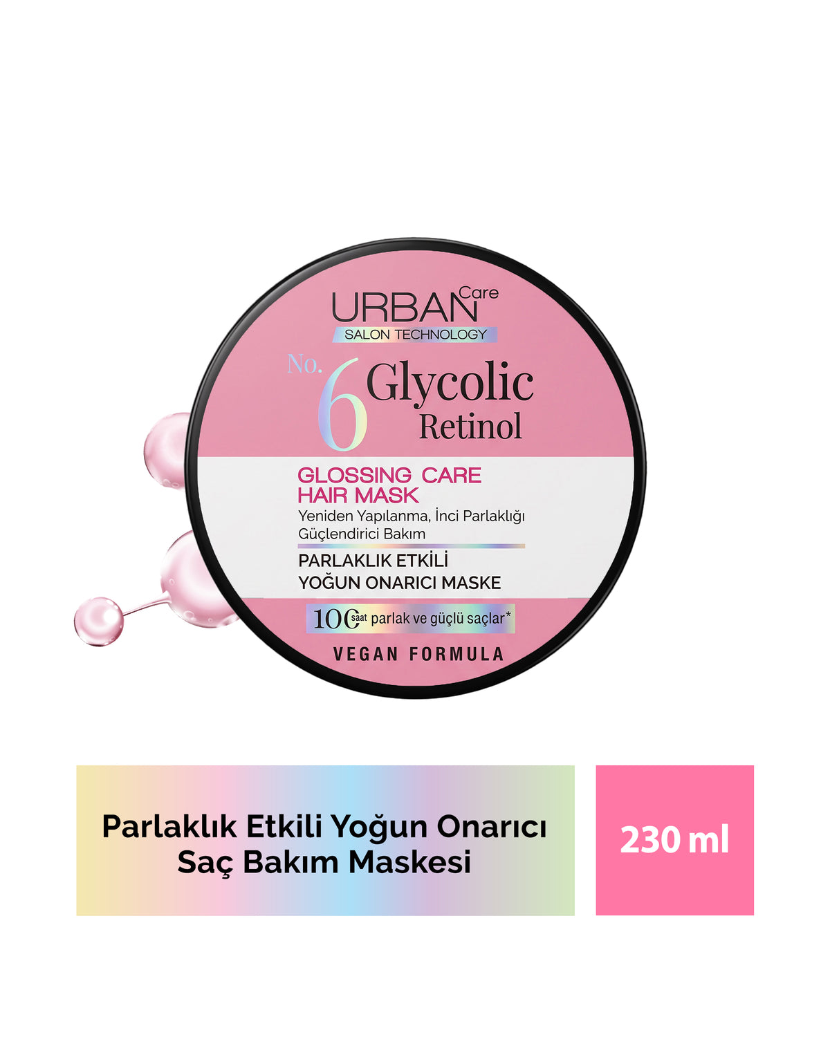 Glikolik Retinol Parlaklık Etkili Yoğun Onarıcı Saç Bakım Maskesi-230ml-vegan