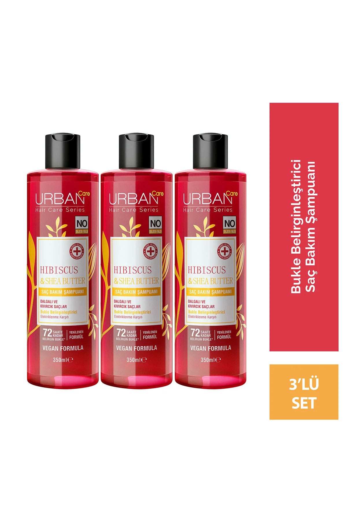 Hibiscus & Shea Butter Bukle Belirginleştirici Saç Bakım Şampuan Seti -350ml x3