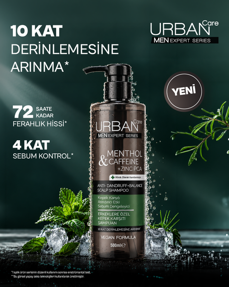 Men Çinko ve Mentol İçeren Kepeğe Karşı Etkili Arındırıcı Şampuan - 500ML - vegan
