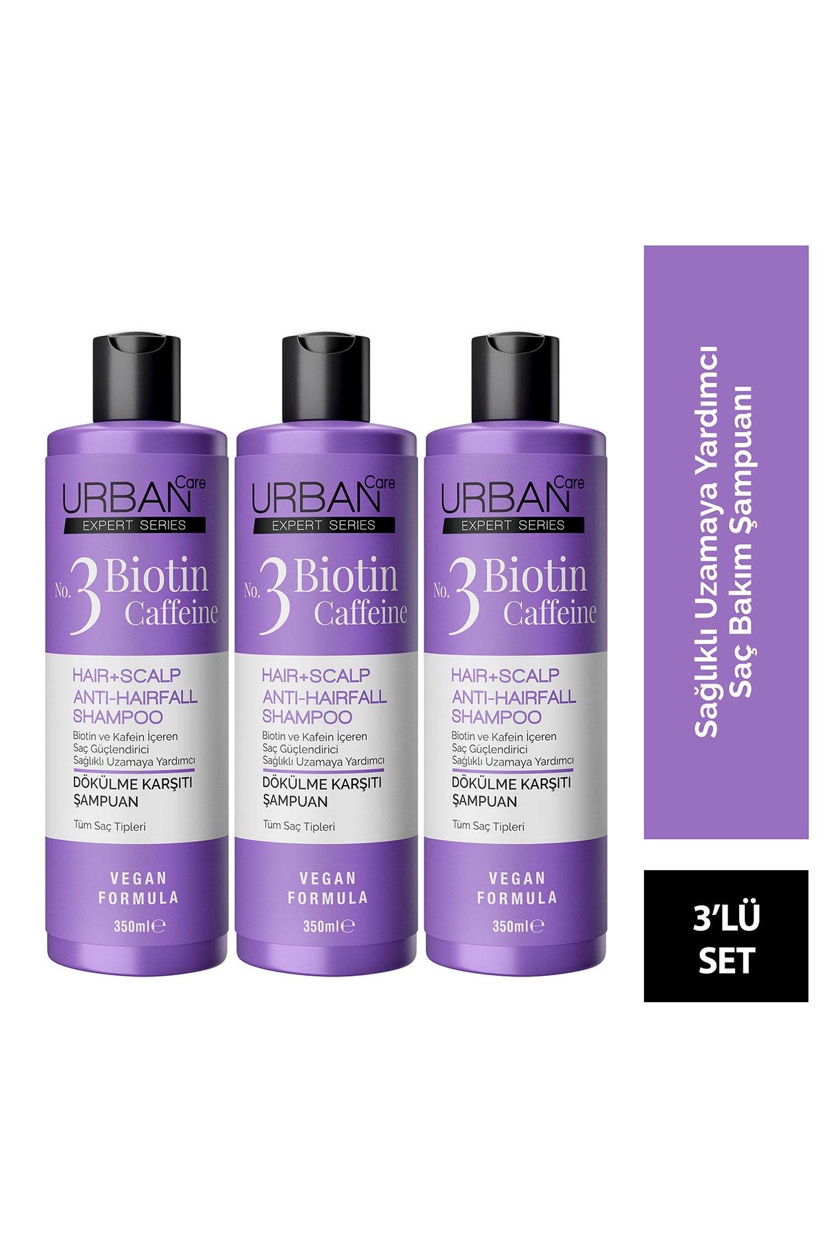 Expert Biotin Ve Kafein Dökülme Karşıtı Saç Bakım Şampuanı Seti 350ml x3