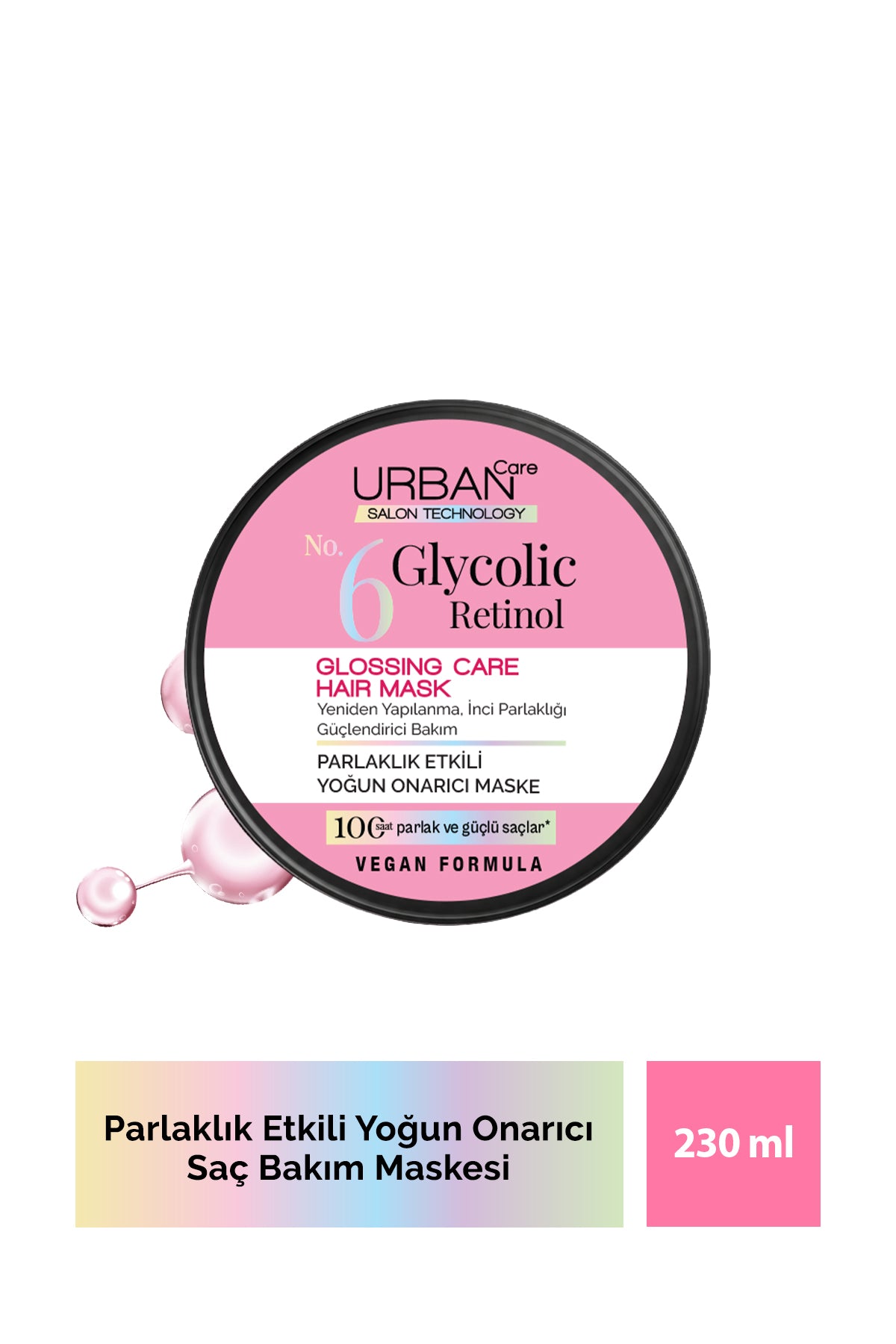 Glikolik Retinol Parlaklık Etkili Yoğun Onarıcı Saç Bakım Maskesi-230ml-vegan