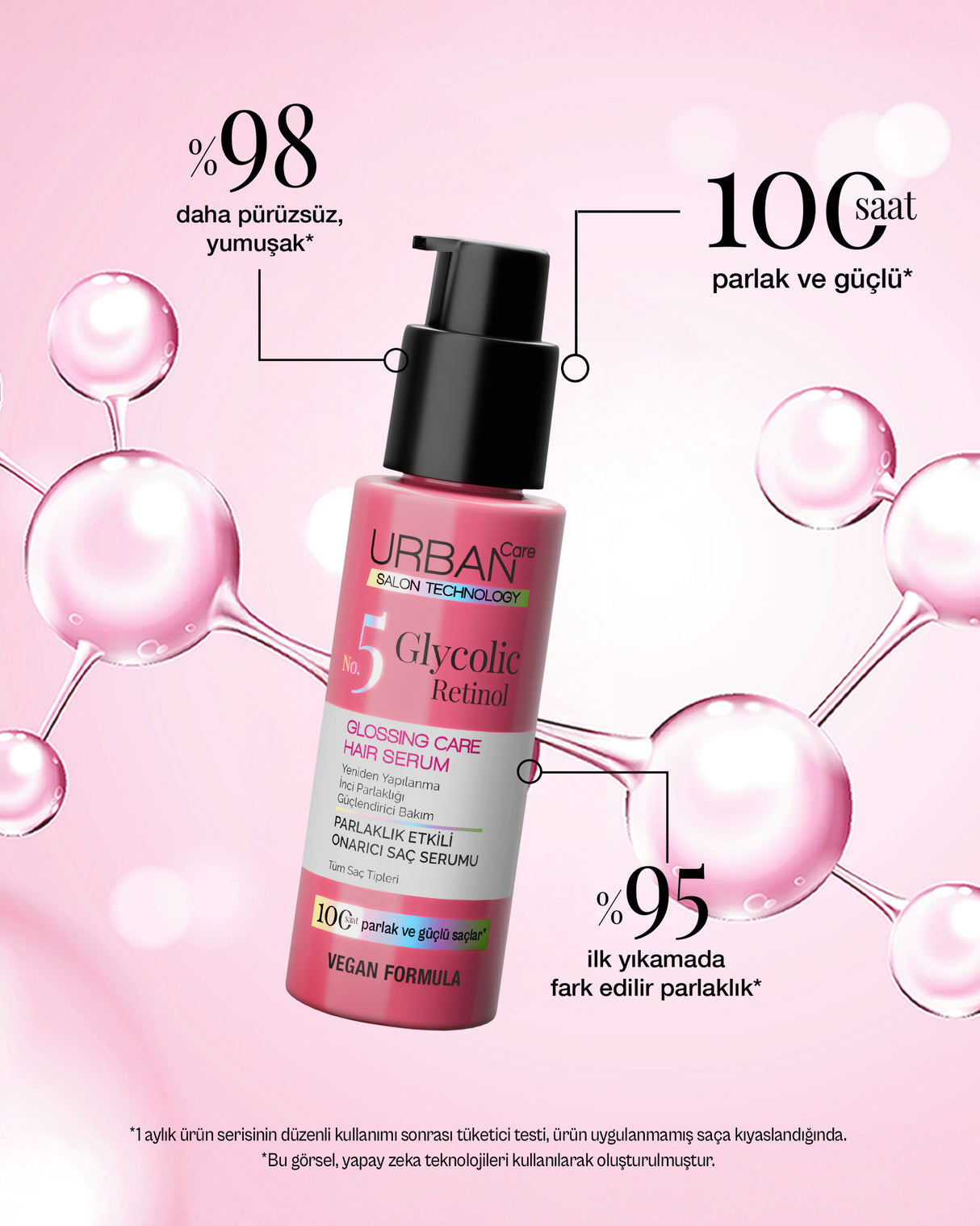 Glycolic Retinol Parlaklık Etkili Onarıcı Saç Bakım Serumu 100ml